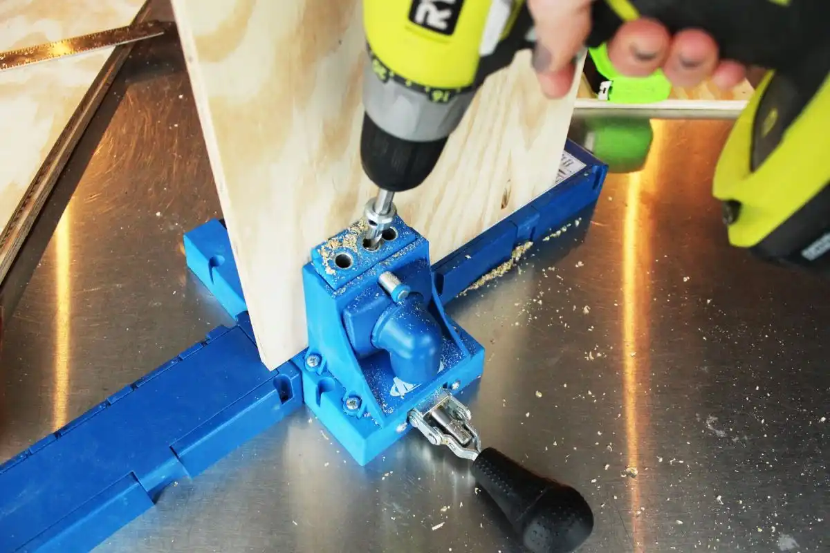 DIY Toy Box Drill your four pocket holes