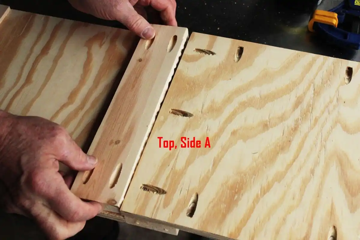 DIY Toy Box Join the glue side with the top end of your Side A plywood