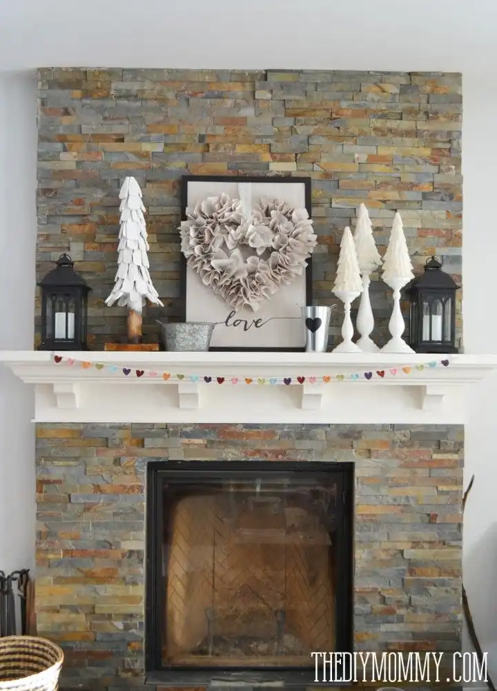 DIY ValentinesDay mantel decor