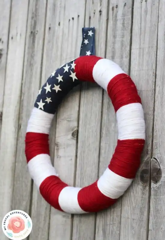 DIY flag string wreath