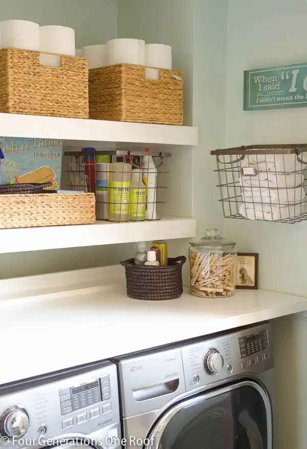 DIY floating shelves for laundyr