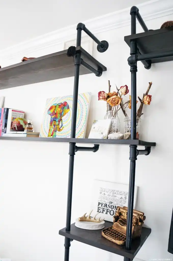 DIY full wall industrial pipes design