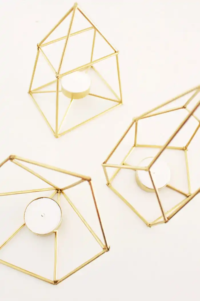 DIY geo cage candle holders
