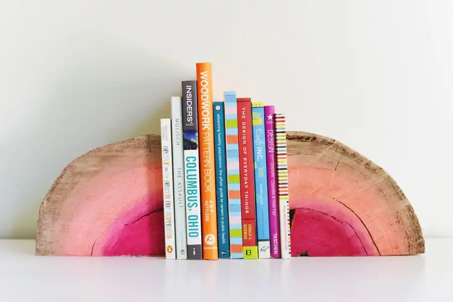 DIY half log bookends