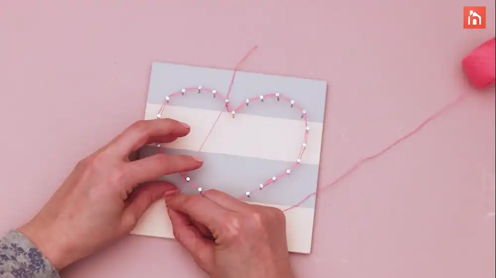 DIY heart nail string art 46