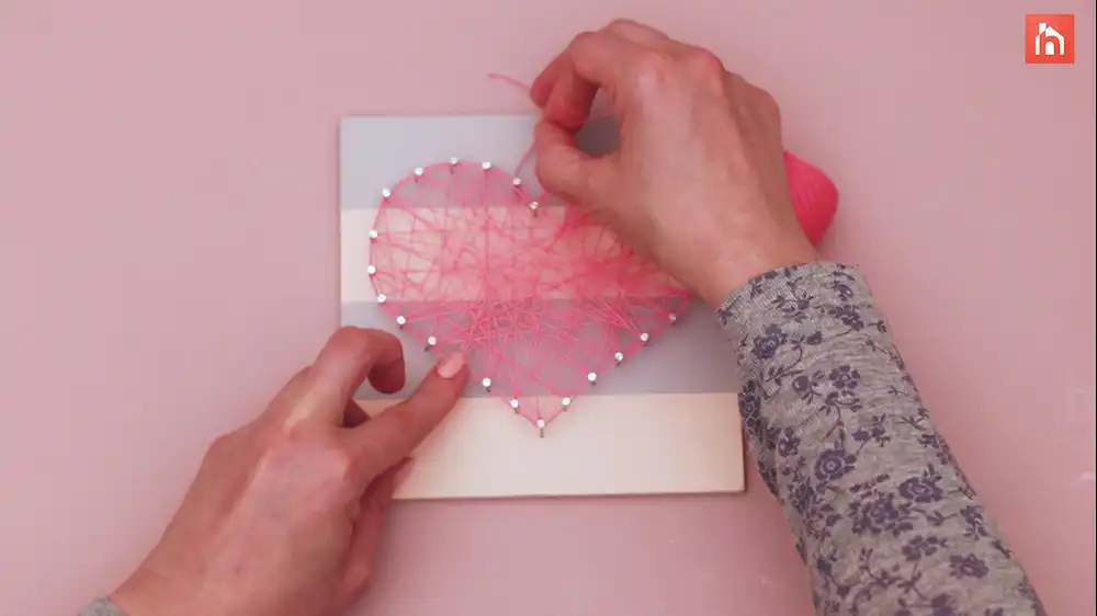 DIY heart nail string art 50