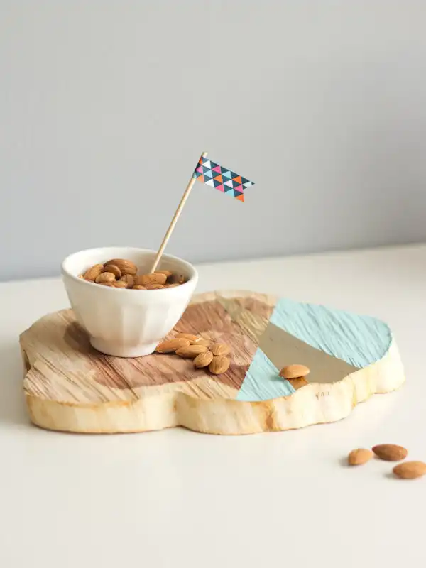 DIY painted wood cut platter