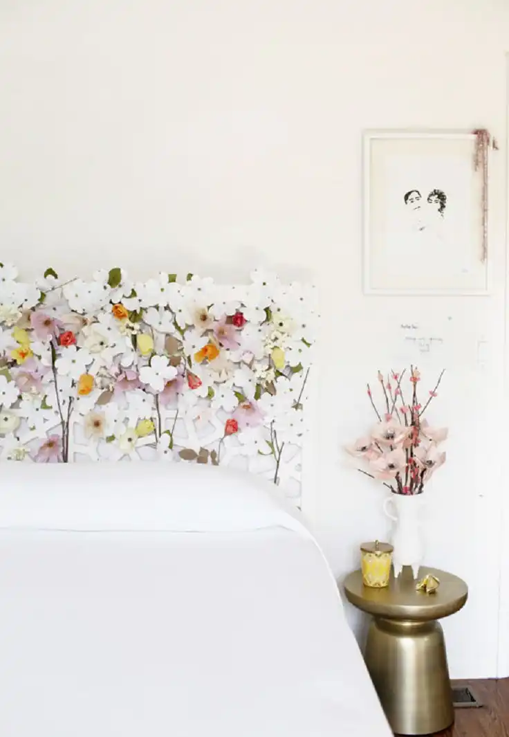 DIY paper floral headboard