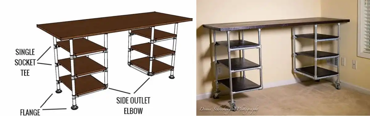 Simple and Versatile DIY Desks From Pipes And Wood