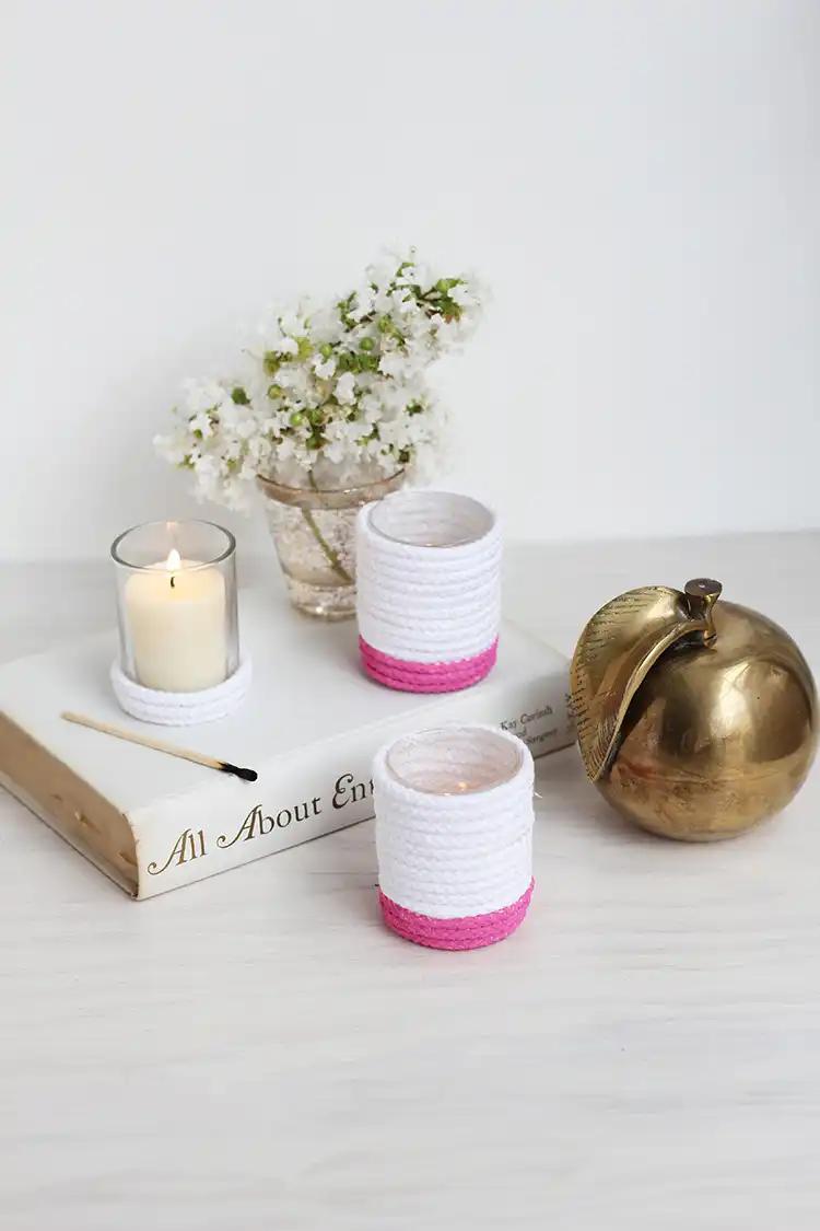 DIY rope wrapped candles