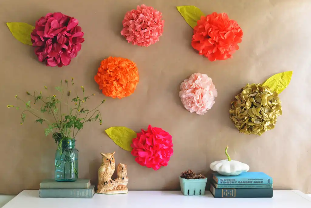 DIY tissue paper flower backdrop