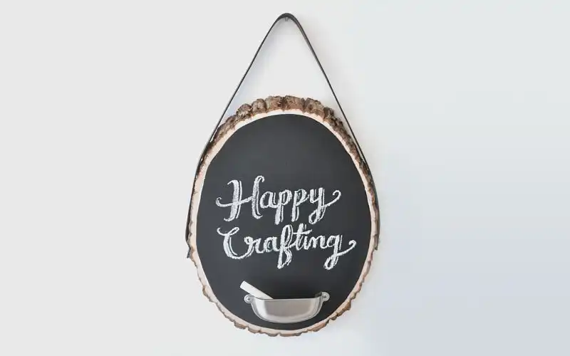 DIY wood slice chalkboard