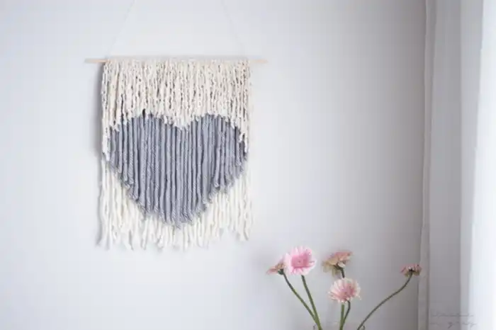 DIY woven heart art