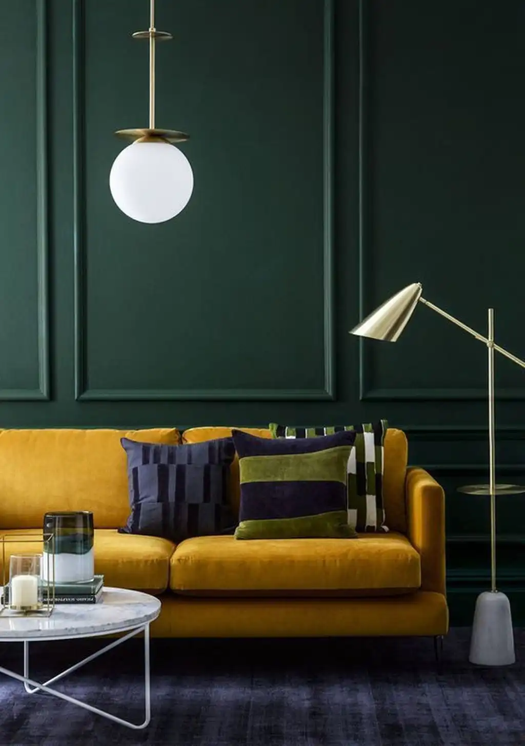 Dark Green with Citrus Yellow