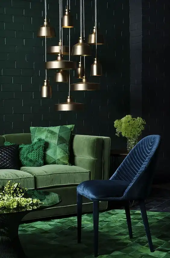 Dark Green with Cobalt Blue