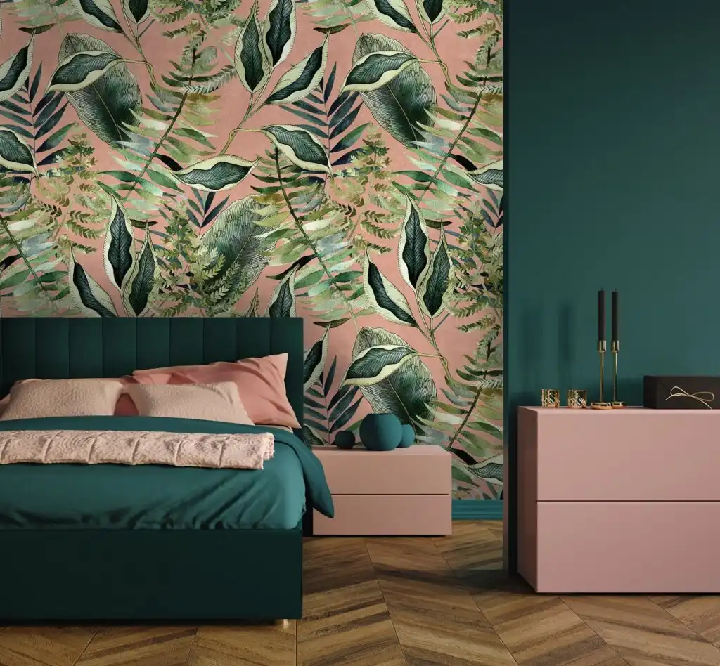 Dark Green with Coral