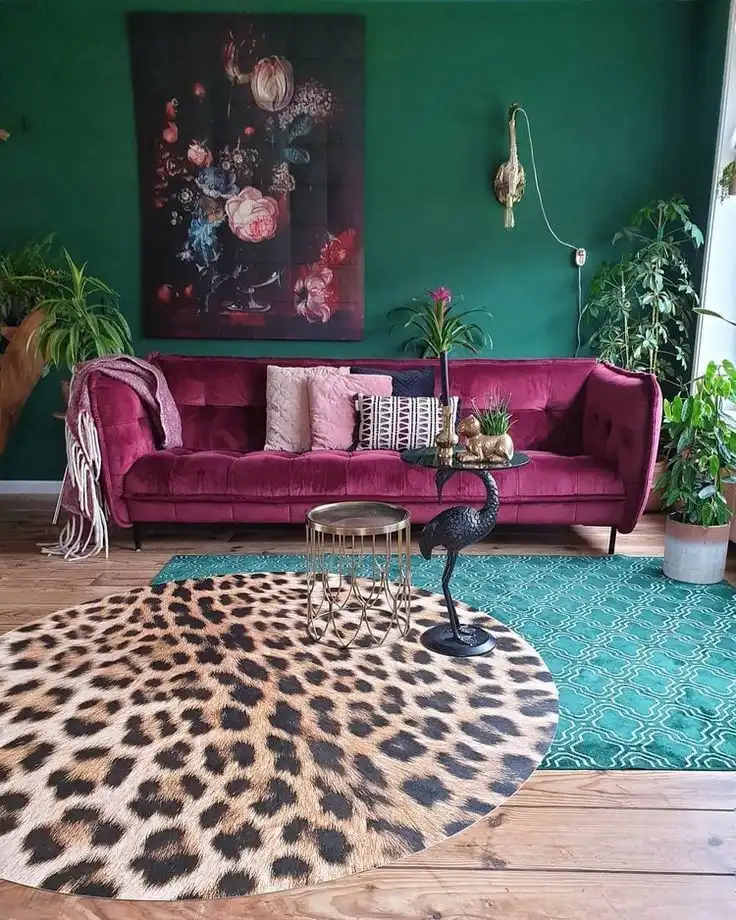 Dark Green with Fuchsia