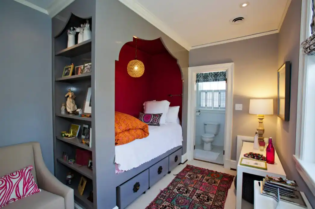 Day bed built in storage system