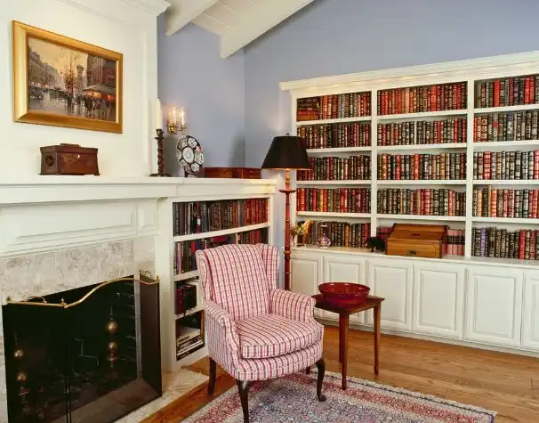 Decorate a traditional bookcase with books