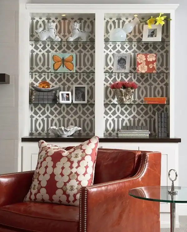 Decorate the back of bookshelf with wallppaer