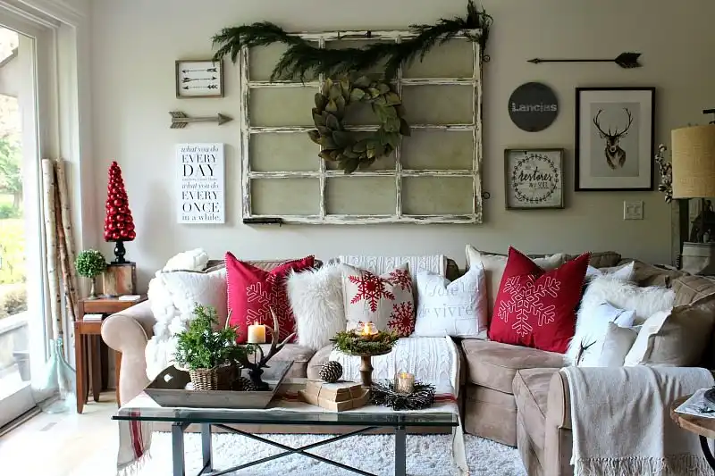 Decorating the walls with garlands
