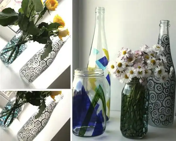 Decorating with empty glass bottles and jars