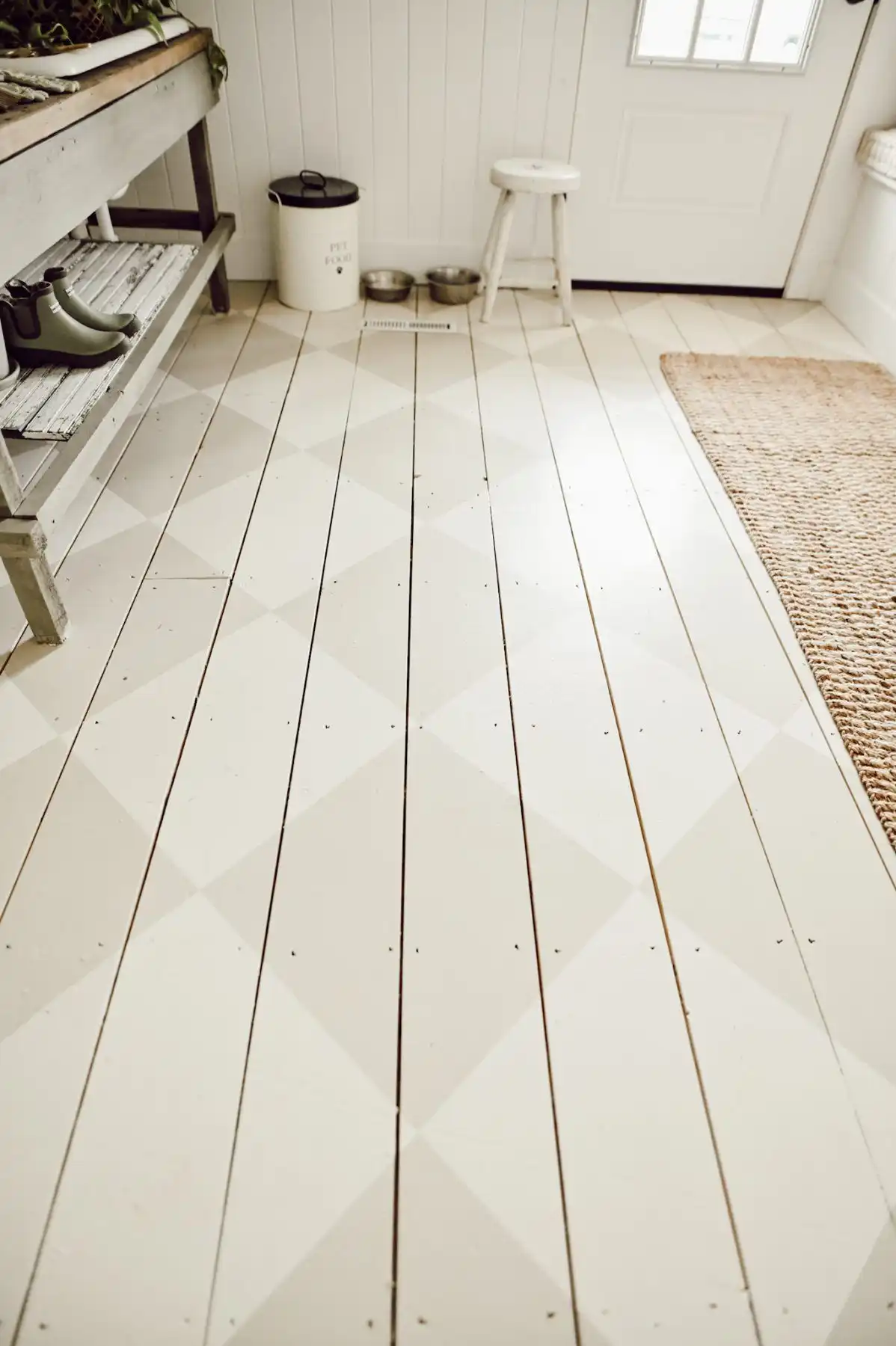 Decorative Paint on White Wood Floor