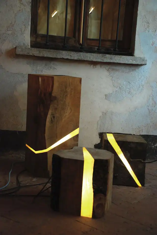Design Lamp made from wood Resin and LEDs