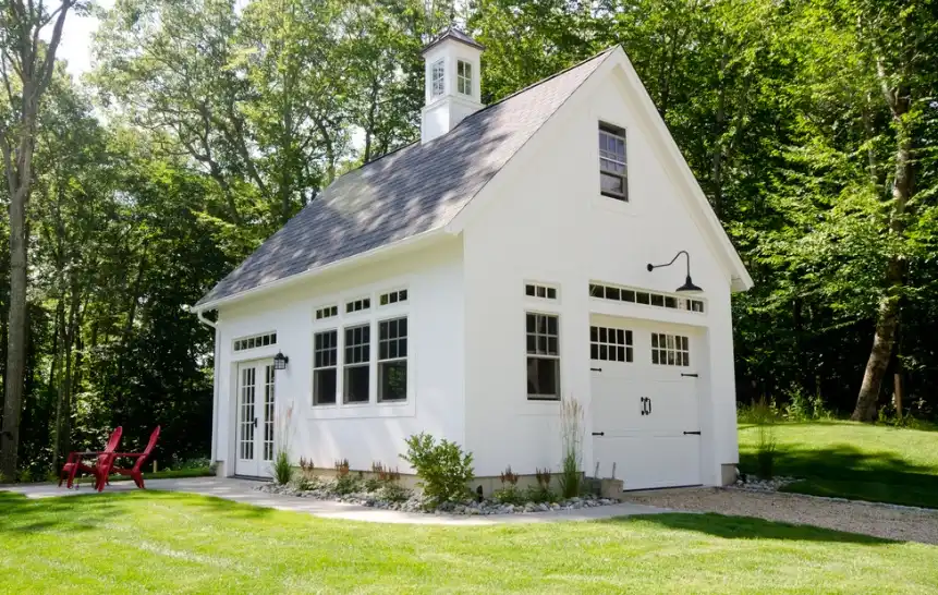 Garage with Double-Hung and Transom Windows