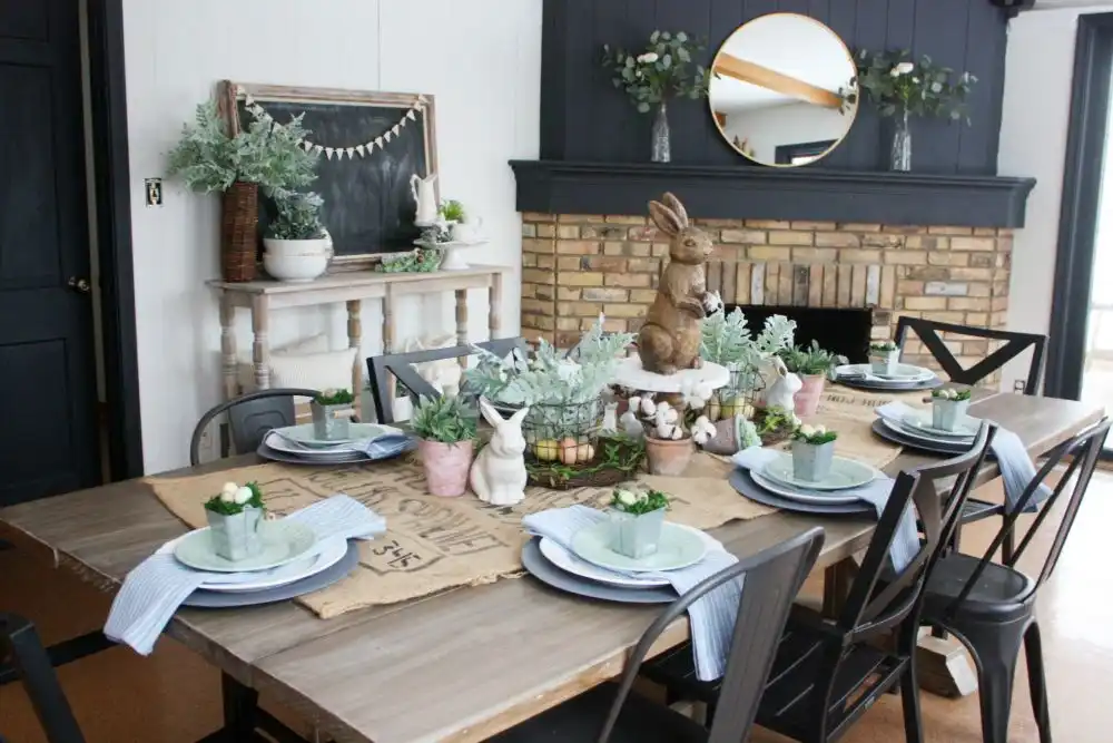 Dining room decorated for Easter