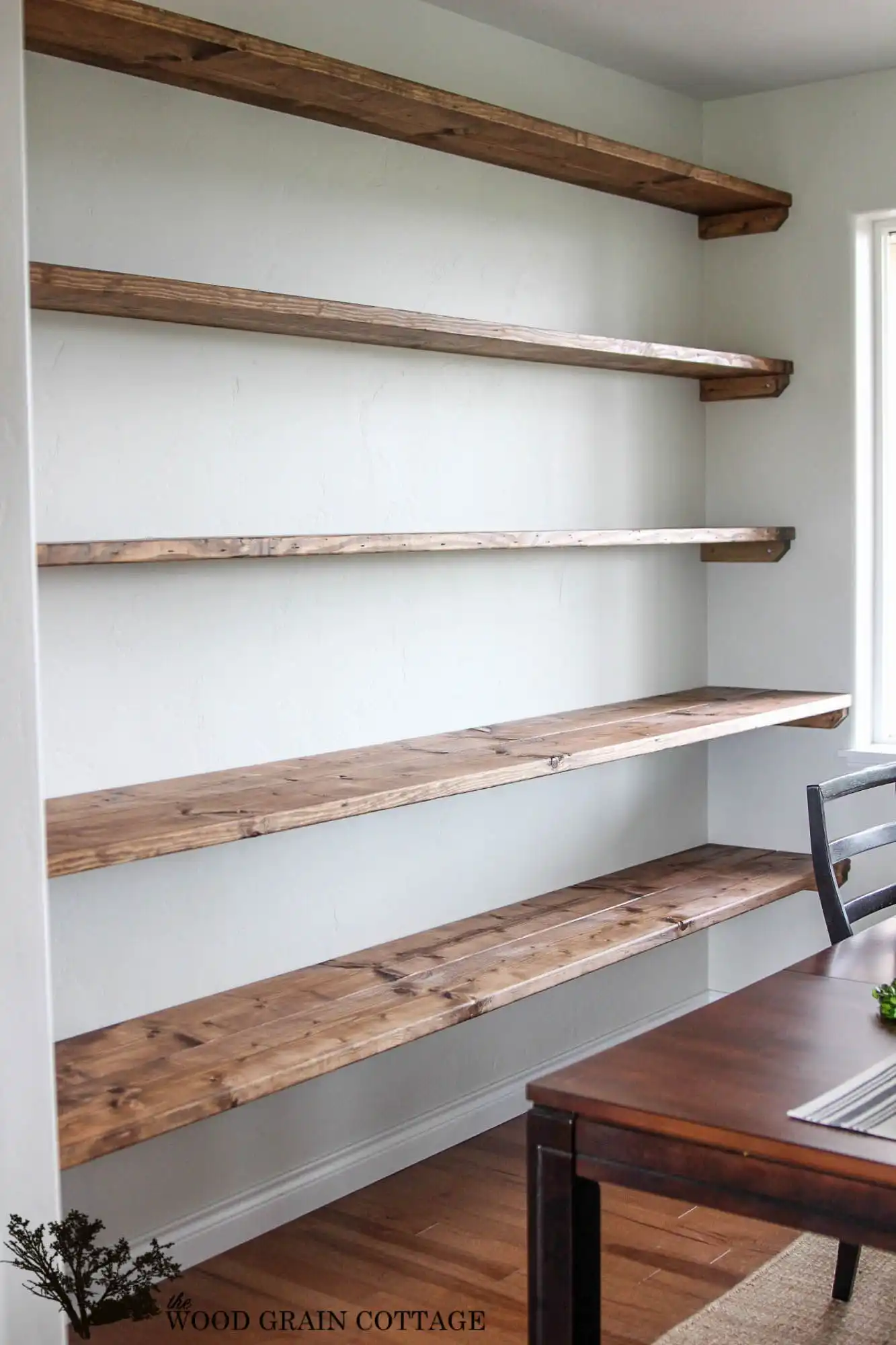 Open storage rustic shelves for the office