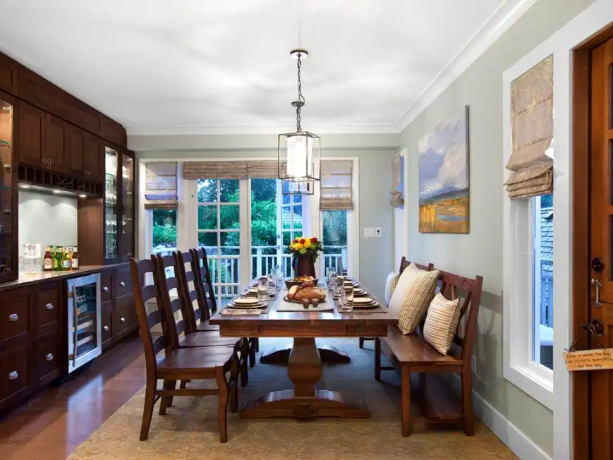 Dining trestle dining table style with bench