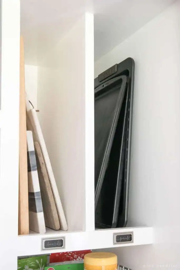 Divider areas for cutting boards