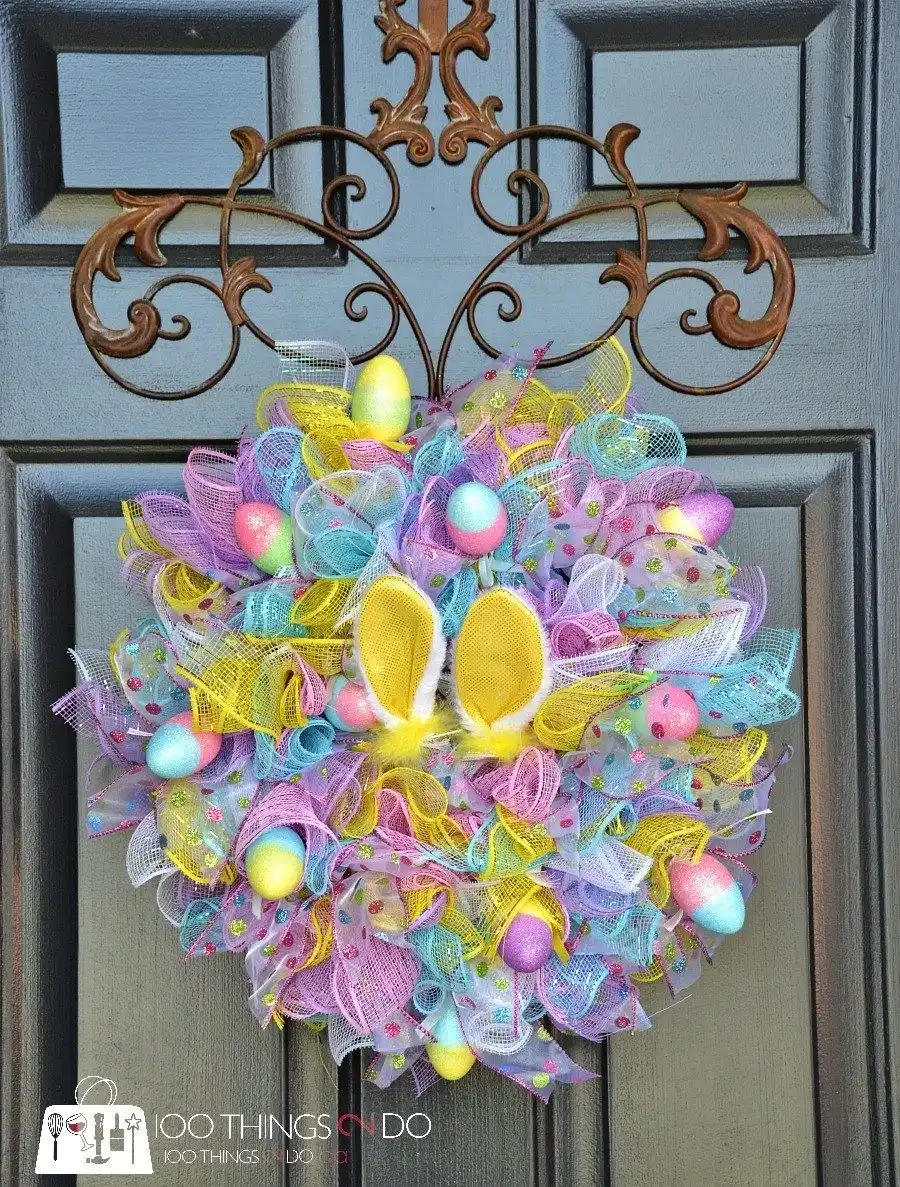 Dollar store items to create an Easter Wreath