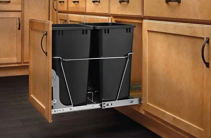 Double pull out kitchen cabint waste bin
