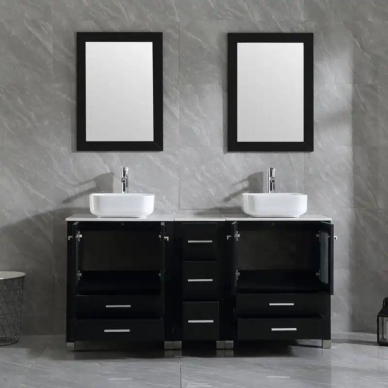 Double vanity with over-the-counter sinks