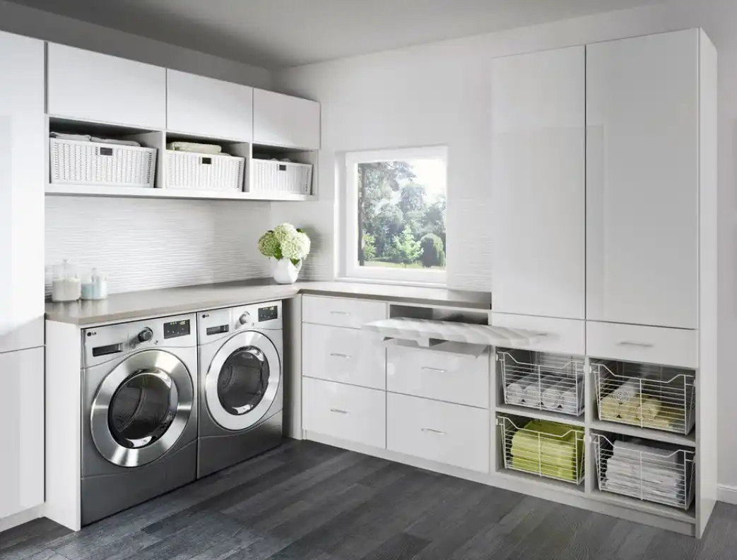 Double washing machine for laundry room