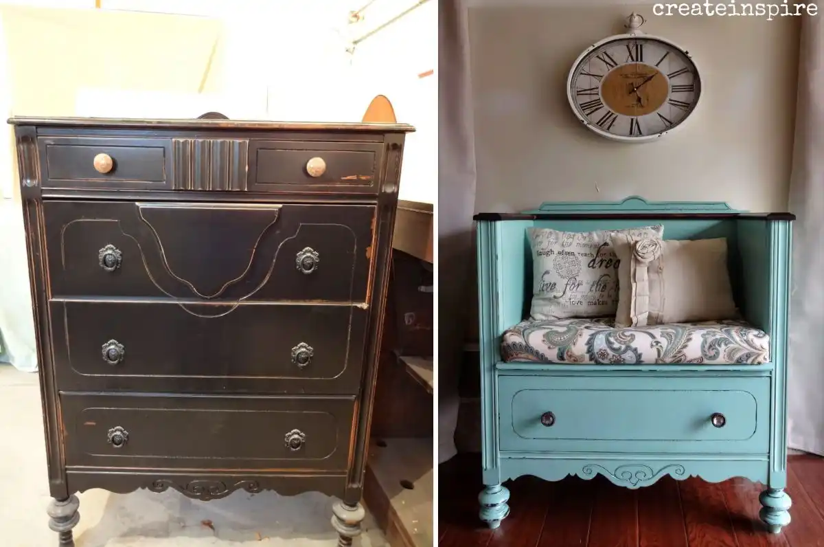 Dresser turned into a bench