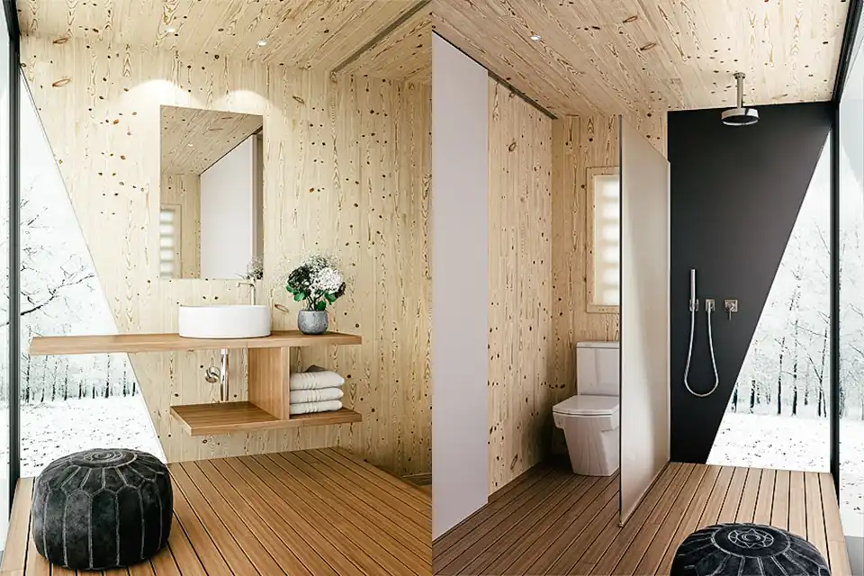 Drop box micro hotel bathroom