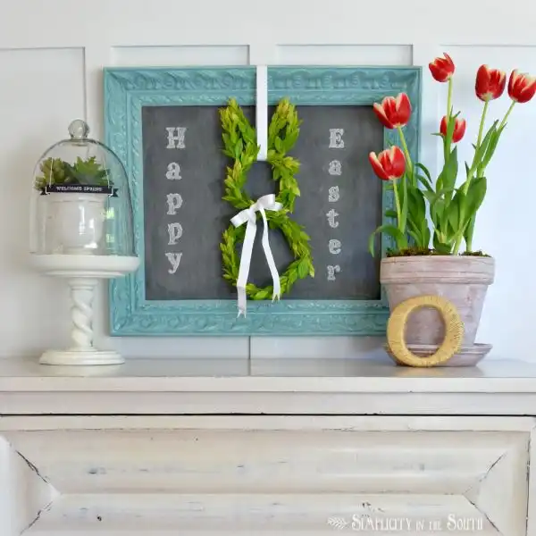 Easter decorations mantel