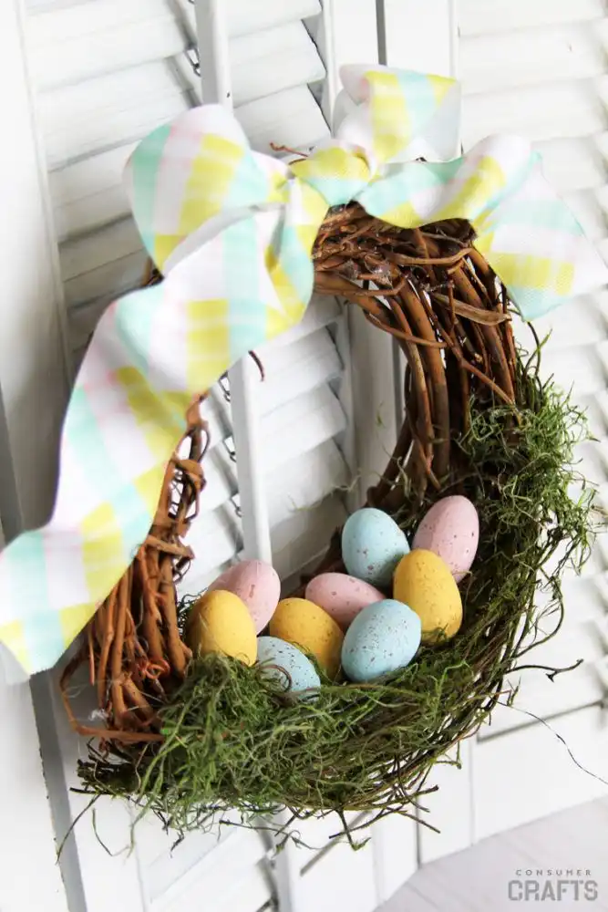 Easter egg wreath basket