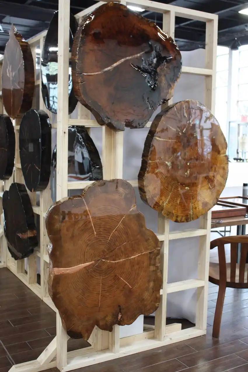 Orent's glossy live edge table tops are lustrous and appealing. The maker offer a wide variety of wood types and colors -- just try and pick a favorite.
