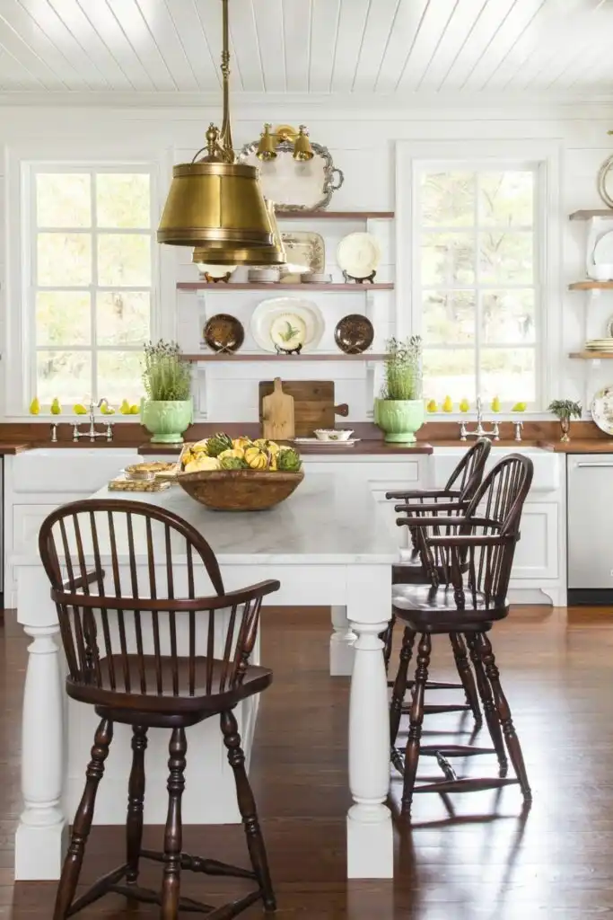 Elevate a White Kitchen with Different Shades of Wood Accents