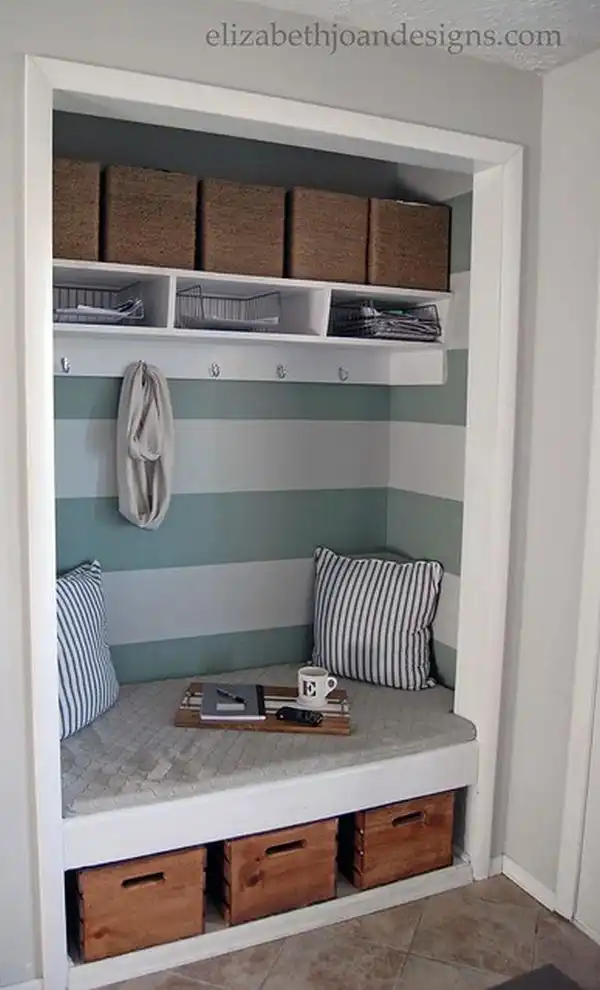 A cozy entryway nook with accessories