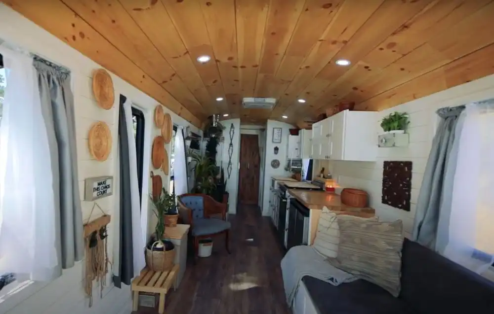 Epic Off The Grid School Bus Conversion interior