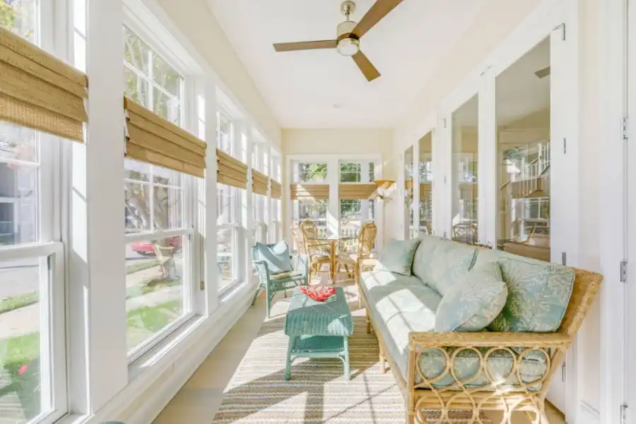 Example of a beach style sunroom design