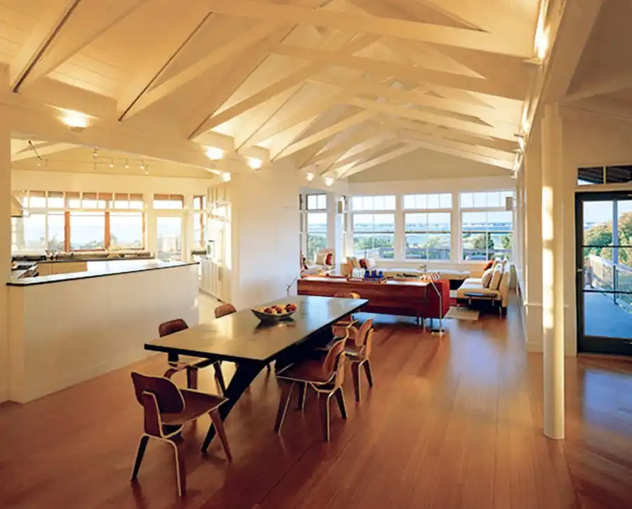 Example of a trendy great room design in Boston