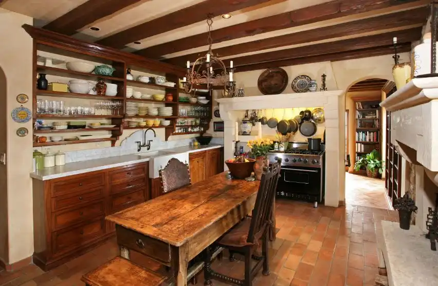 Expose kitchen floor beauty - brick