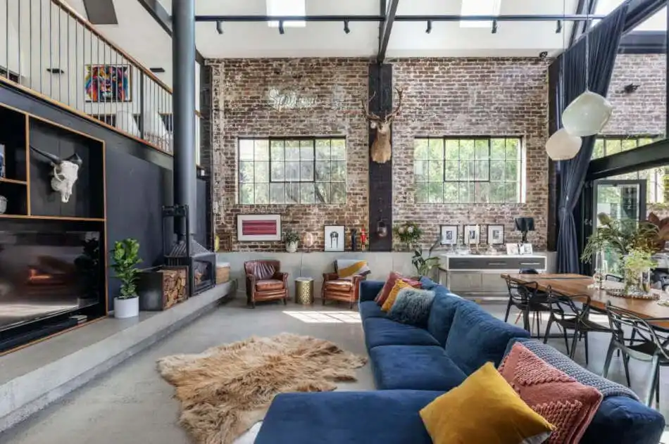 Exposed bricks living room decor