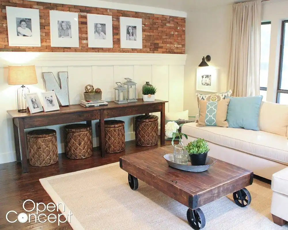 Factory style coffee table with big casters